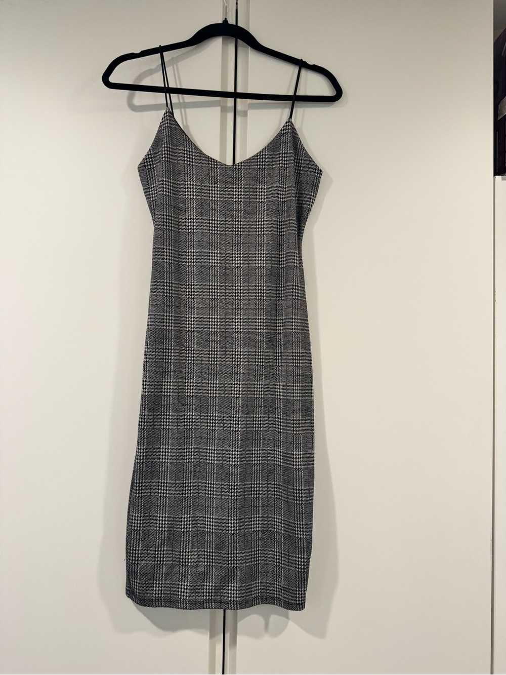 Forever 21 Black and White Plaid Midi Slip Dress